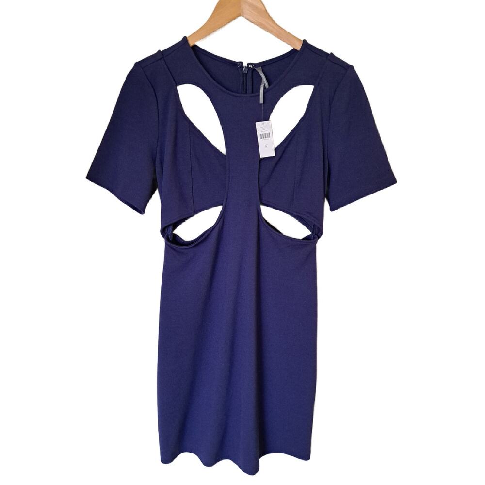 NWT Anthropologie Ponte Cut-Out Mini Dress Size Medium Navy Blue - Picture 11 of 12